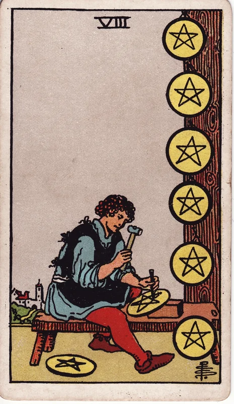 Eight of Pentacles — 8 Tiền