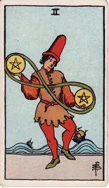 Two of Pentacles — 2 Tiền
