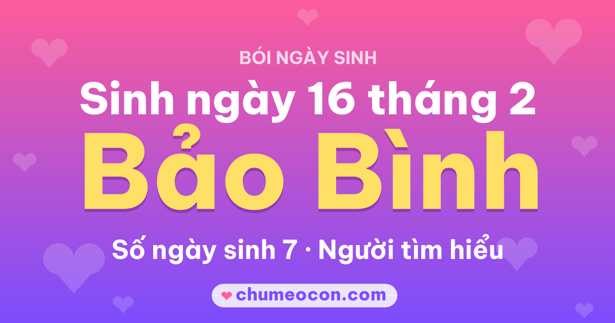 Ảnh kết quả: Sinh ngày 16 tháng 2: cung Bảo Bình, số ngày sinh 7