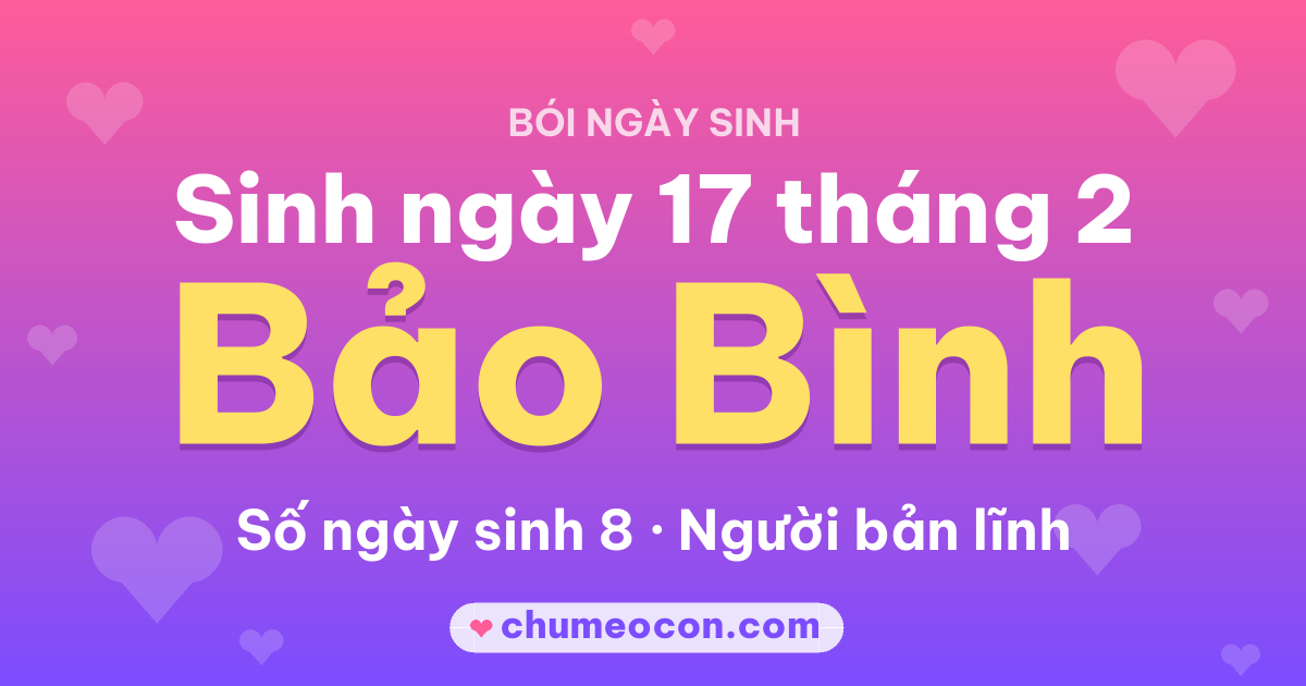 Ảnh kết quả: Sinh ngày 17 tháng 2: cung Bảo Bình, số ngày sinh 8