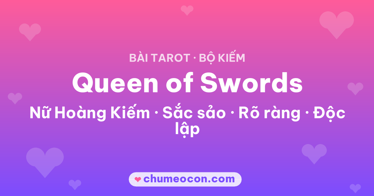 Ảnh kết quả: Lá bài Queen of Swords (Nữ Hoàng Kiếm)