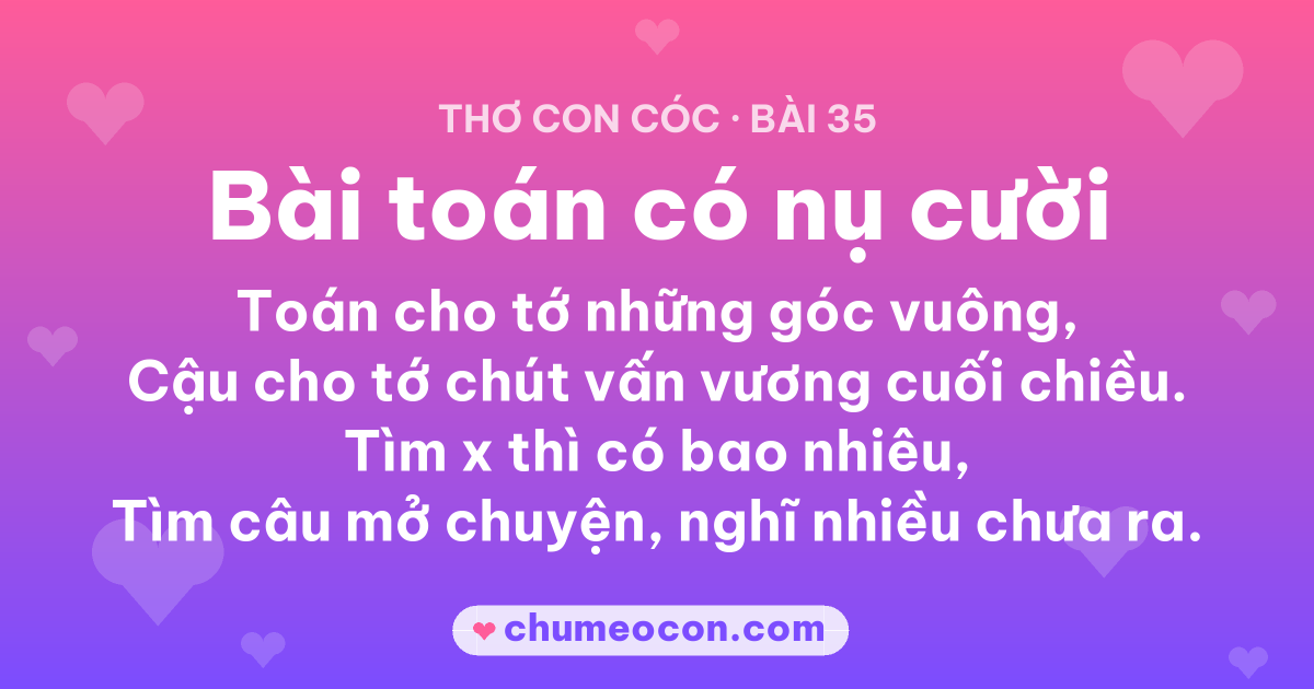 Ảnh kết quả: Thơ con cóc “Bài toán có nụ cười” — đọc xong cười xỉu 😂