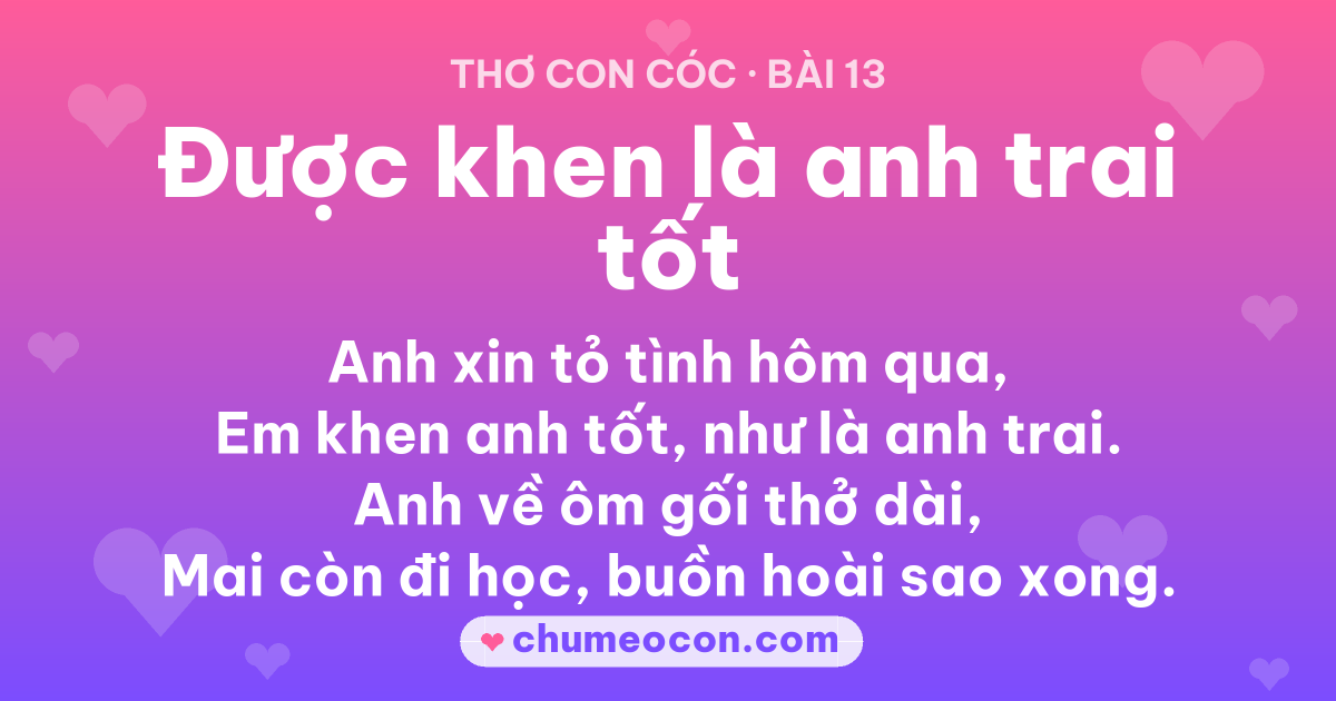 Ảnh kết quả: Thơ con cóc “Được khen là anh trai tốt” — đọc xong cười xỉu 😂