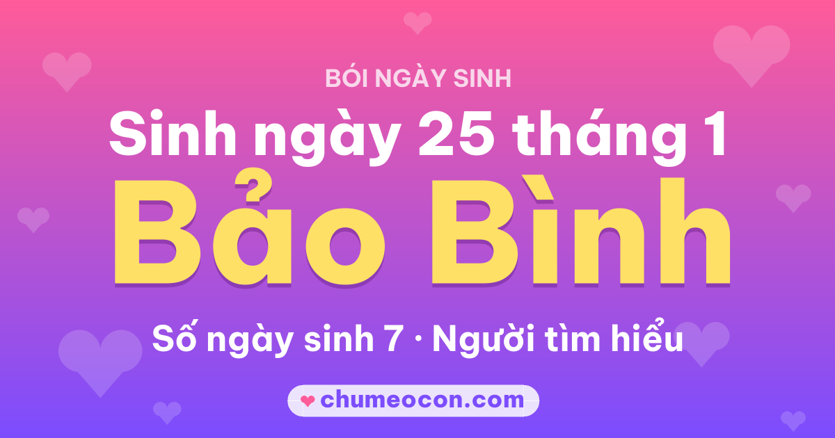 Ảnh kết quả: Sinh ngày 25 tháng 1: cung Bảo Bình, số ngày sinh 7