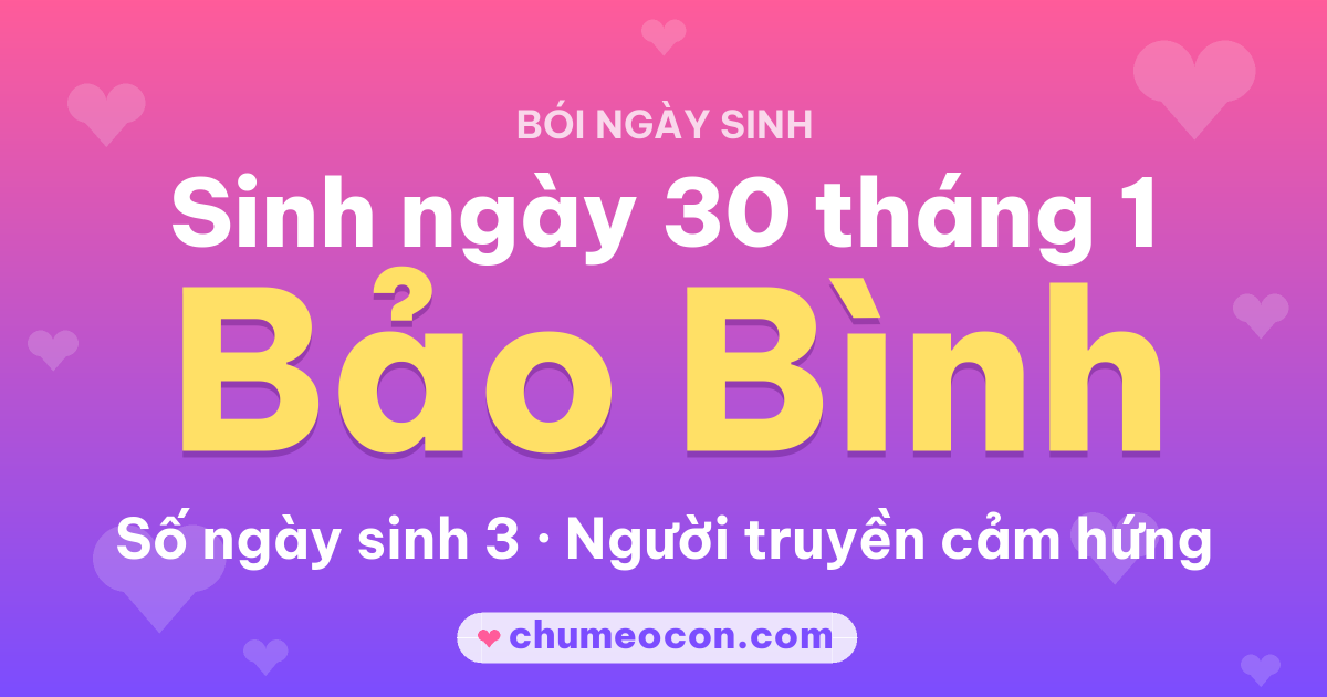 Ảnh kết quả: Sinh ngày 30 tháng 1: cung Bảo Bình, số ngày sinh 3