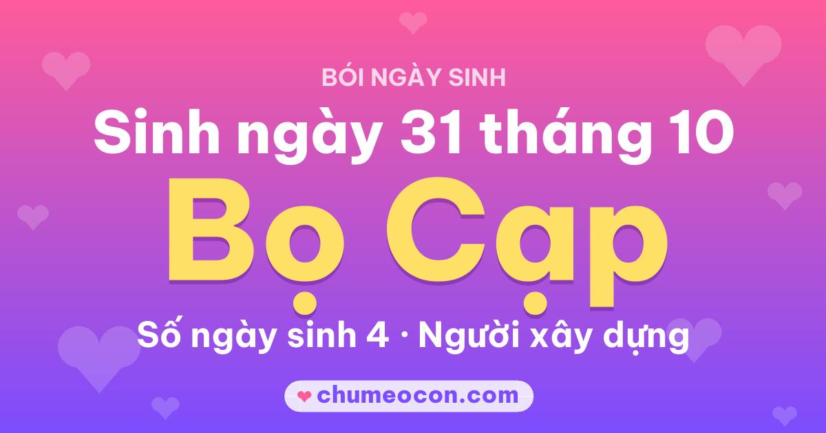 Ảnh kết quả: Sinh ngày 31 tháng 10: cung Bọ Cạp, số ngày sinh 4