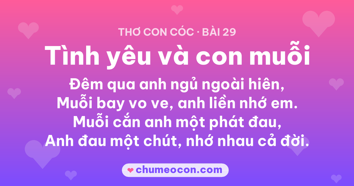 Ảnh kết quả: Thơ con cóc “Tình yêu và con muỗi” — đọc xong cười xỉu 😂