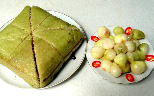 hành muối, bánh chưng, bánh tét